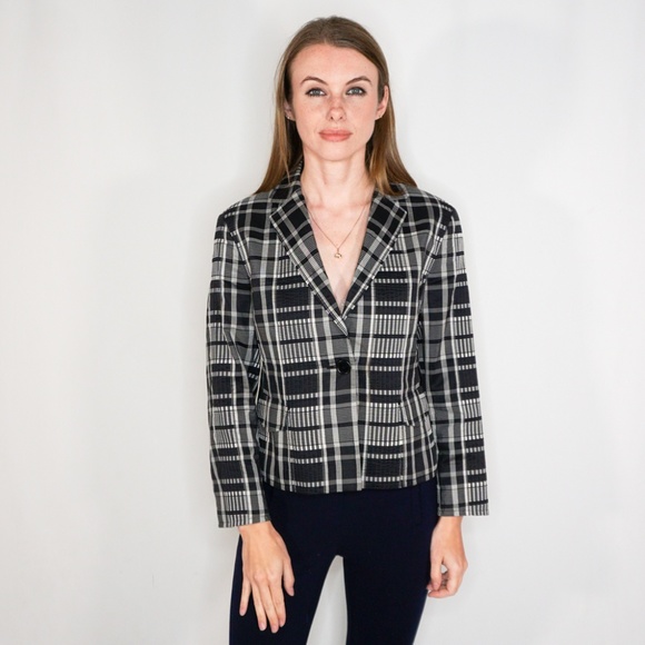 771. AKRIS PUNTO Plaid Cotton Silk Lightweight jacket 8 - Picture 1 of 7